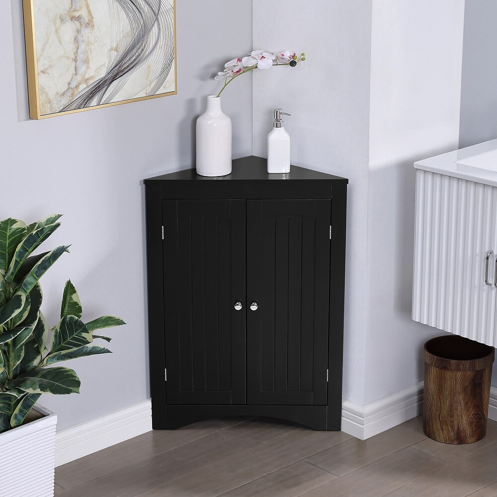 Corner Cabinet with Doors and Shelves