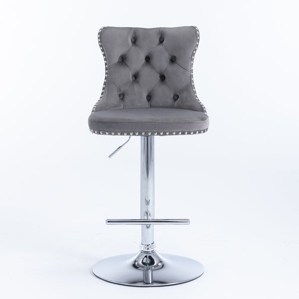 Swivel Velvet Barstools Adjusatble Seat Height