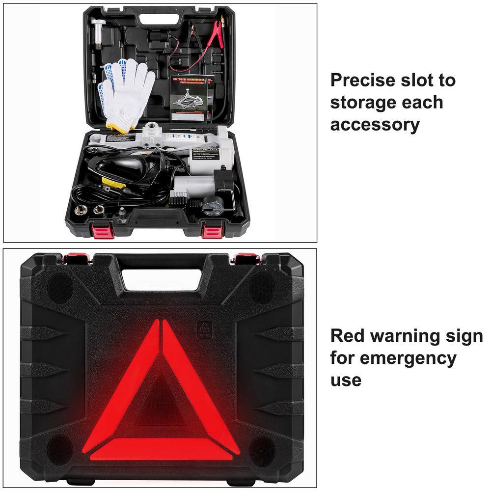 VEVOR Electric Car Jack 3 Ton Floor Jack 12 Volt All-in-One Electric Scissor Jack with Inflator Pump QJD3TTJDCQB000001V9