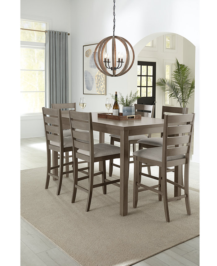 Macy's Max Meadows Laminate Counter Height Dining 7-Pc Set (Rectangular Table + 6 Chairs)