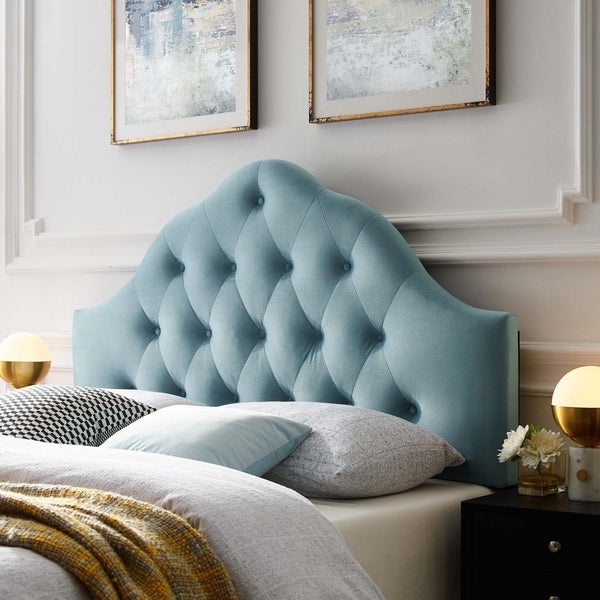 Carson Carrington Labbsand Twin Diamond Tufted Velvet Headboard - - 28494495