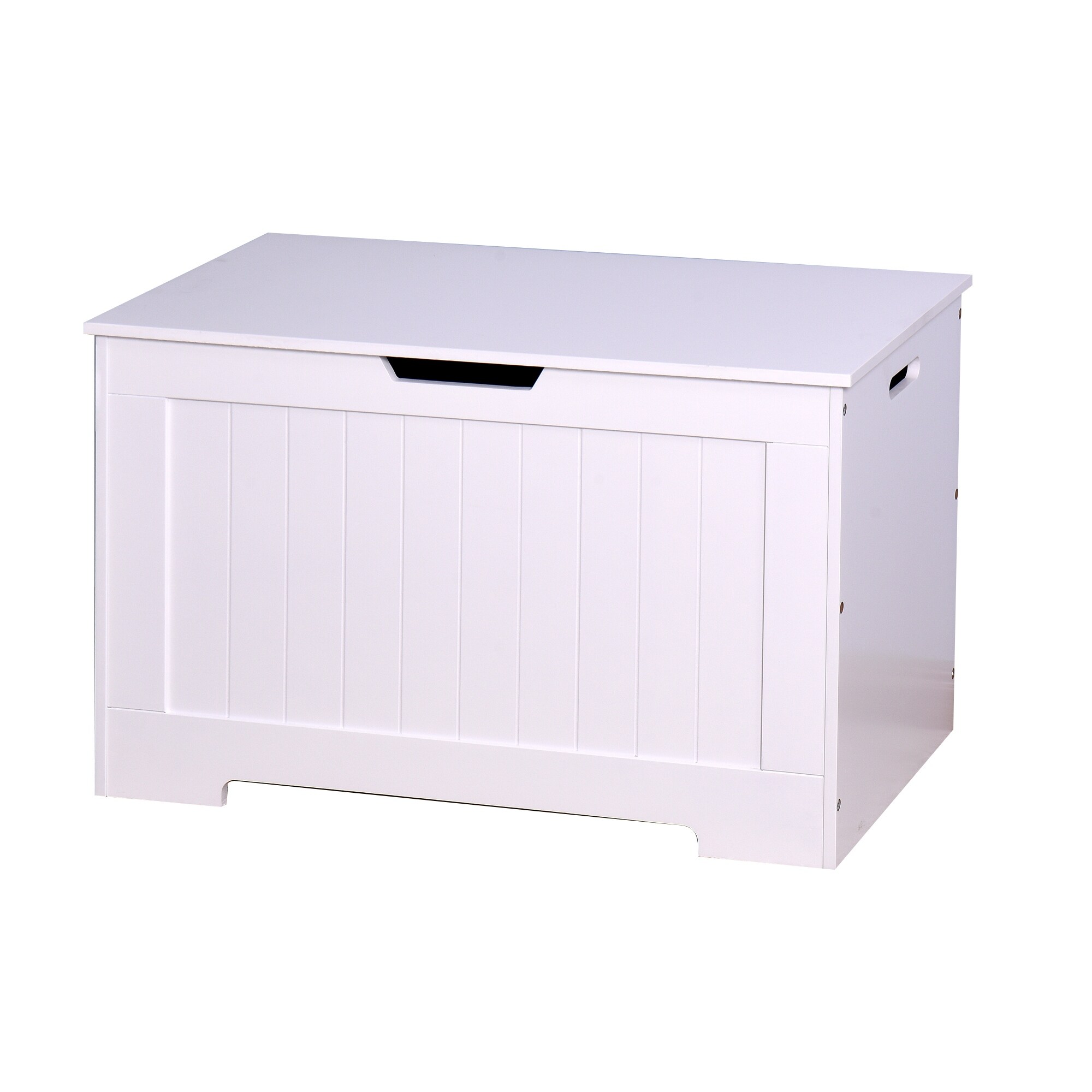 White Lift Top Entryway Storage Chest/Bench with 2 Safety Hinge， Wooden Toy Box