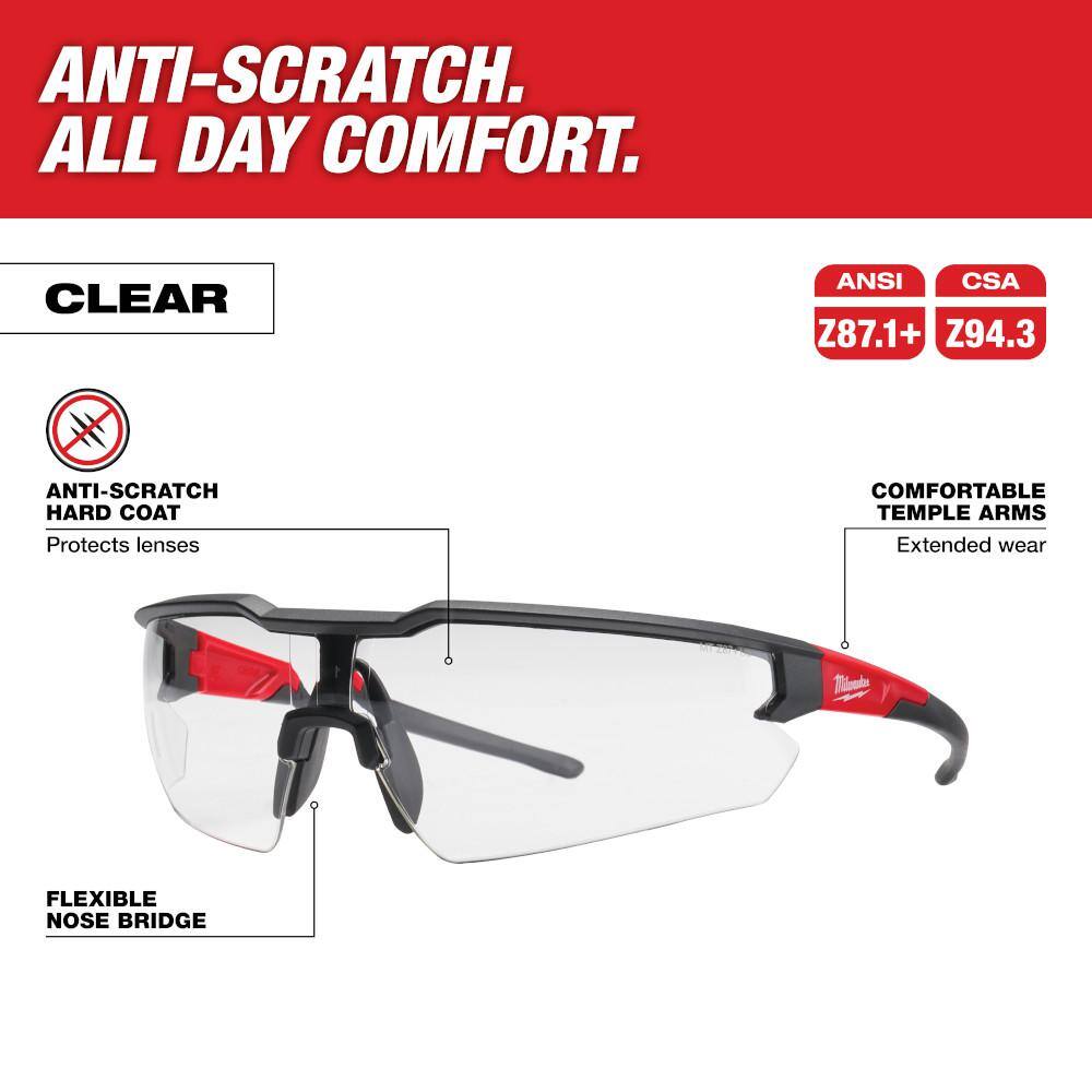 MW Safety Glasses with Clear Anti-Scratch Lenses (6-Pack) 48-73-2010X6