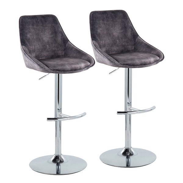 Silver Orchid Alba Adjustable Bar Stool with Rounded T Footrest (Set of 2)