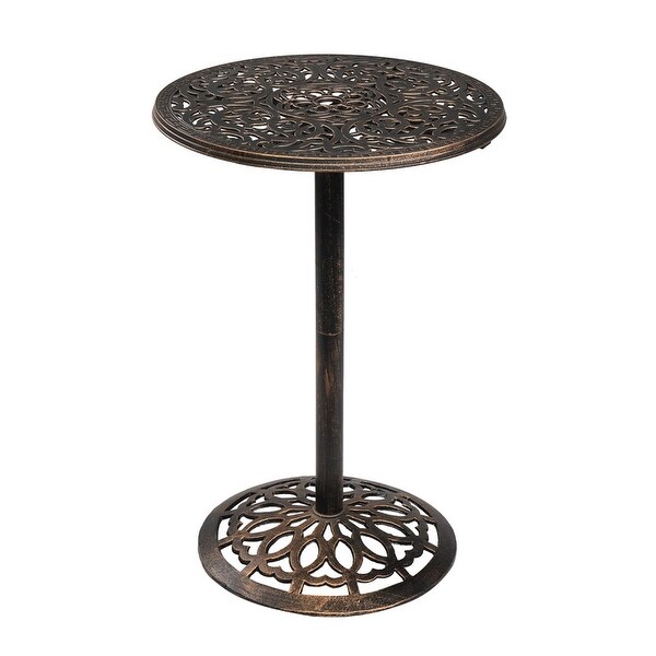 Outdoor Bistro Pub Table Round Patio Bar Height Cocktail Table Antique Bronze