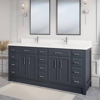 Studio Bathe Calais 75 in. W x 22 in. D Vanity in Pepper Gray with Solid Surface Vanity Top CALAIS 75 PG-SSC