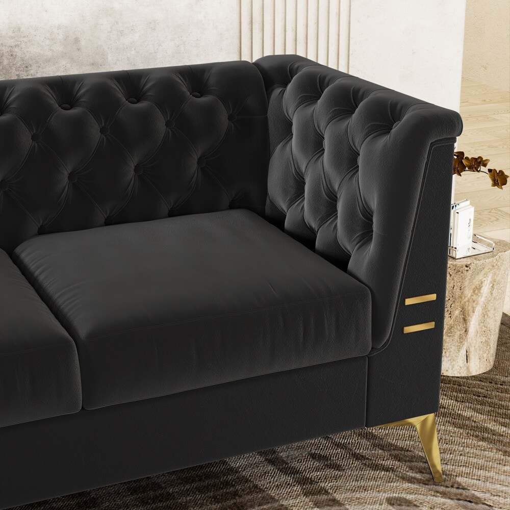 8 Way Hand Tied Sofa Velvet Loveseat Recliner Bench Tufted Multiple Cushions Couch Living Room Square Arms Chaise Settee