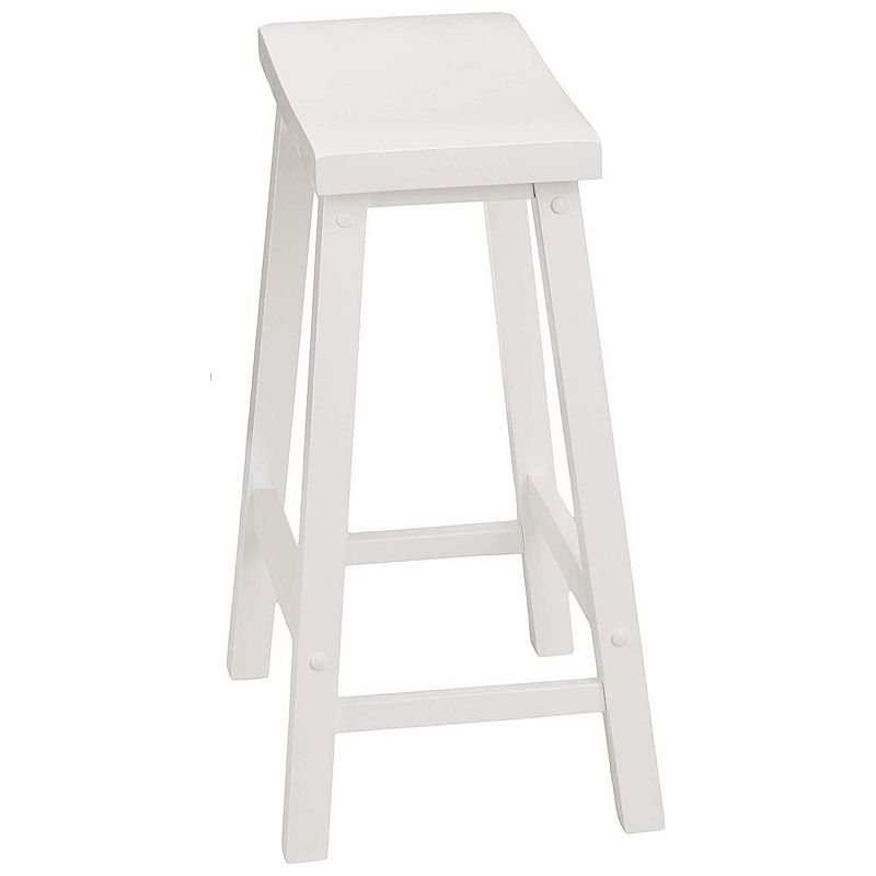 Pj Wood Classic Saddle Seat 24 Inch Tall Kitchen Counter Stools， White (4 Pack)