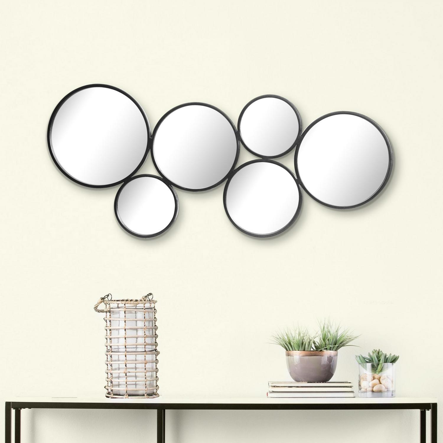 Stonebriar Decorative Black Metal Multi Circle Mirror for Wall