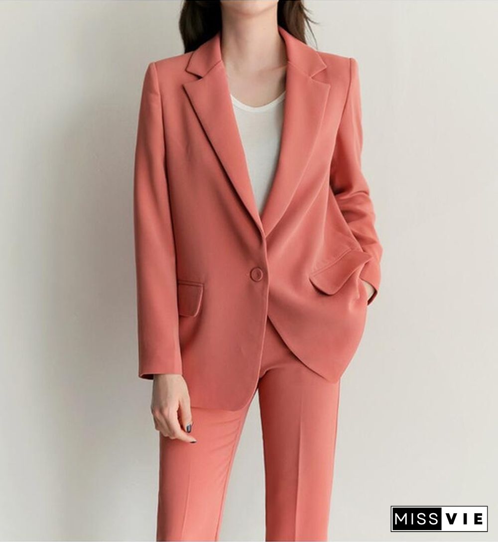 New Professional Business Work Suits With 2 Piece Jackets + Pants For Ladies Office Blazers Outfits Female Trousers Sets