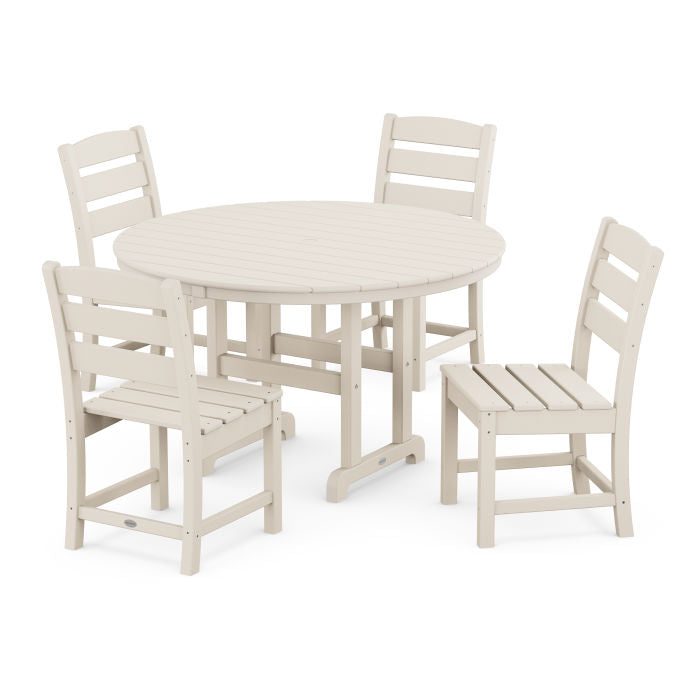 Polywood Lakeside 5-Piece Round Farmhouse Side Chair Dining Set PWS517-1