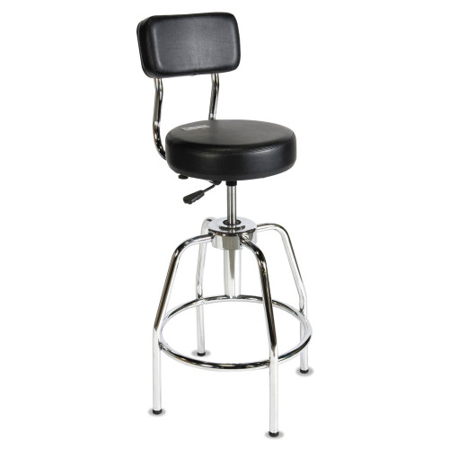 ShopSol Heavy-Duty Shop Stool， Supports Up to 300 lb， 29 to 34 Seat Height， Black Seat/Back， Chrome Base (3010002)