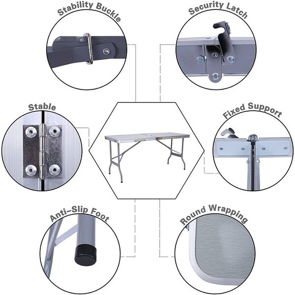 Portable Folding Aluminum Suitcase Table Umbrella Hole Carrying Handle