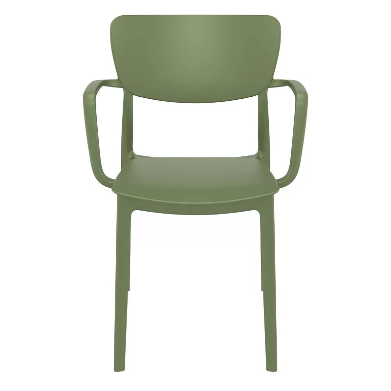 33 Olive Green Solid Stackable Patio Dining Arm Chair