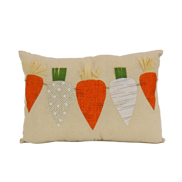 National Tree Company String Of Carrots Decorative Pillow Beige Easter Collection 18 Inches