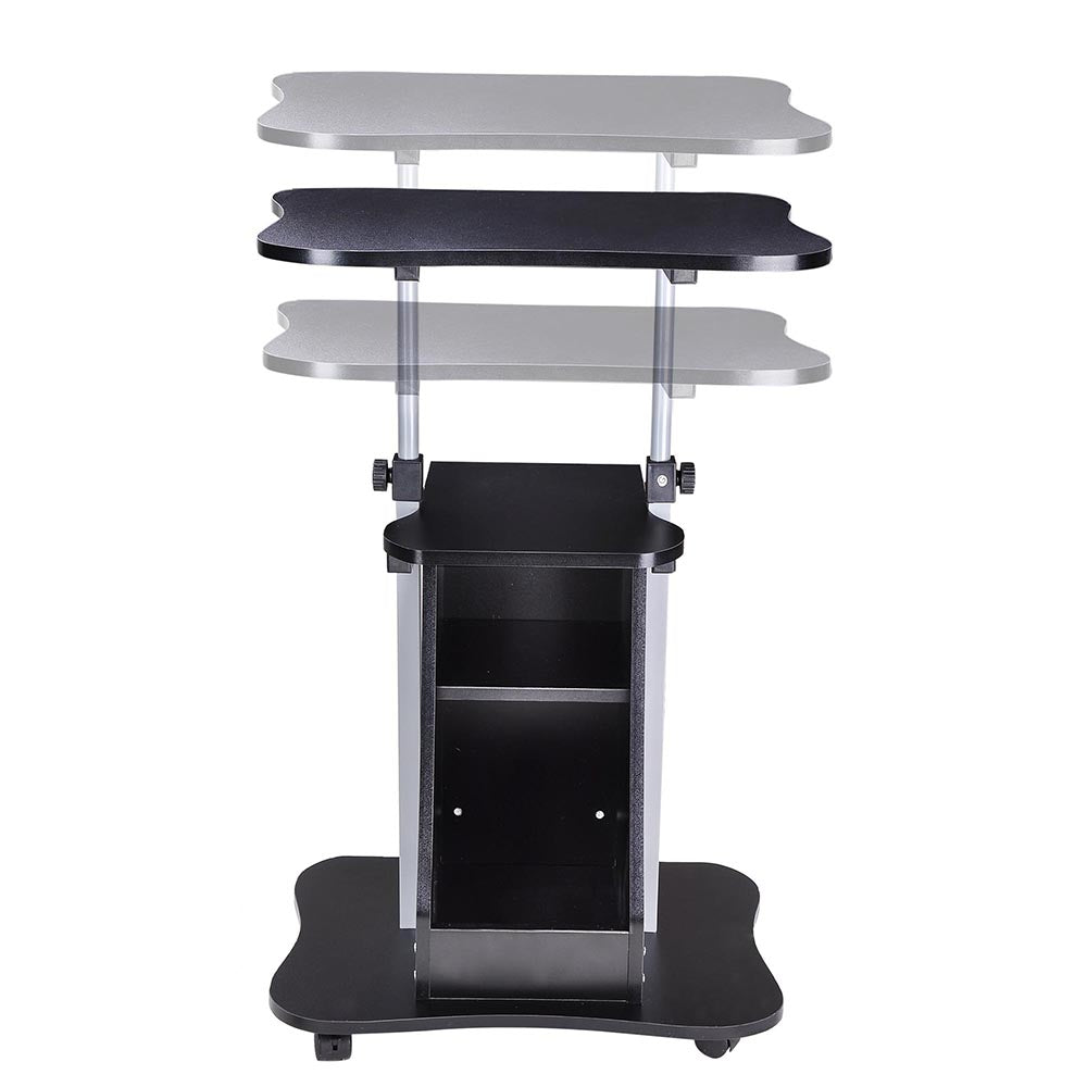 Yescom Height-Adjustable Rolling Laptop Cart with Storage