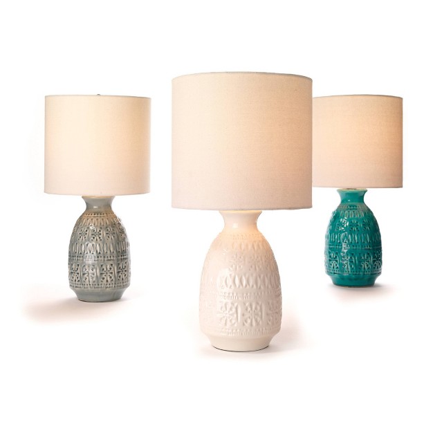 Frieze Ceramic Table Lamp With Drum Shade Splendor Home