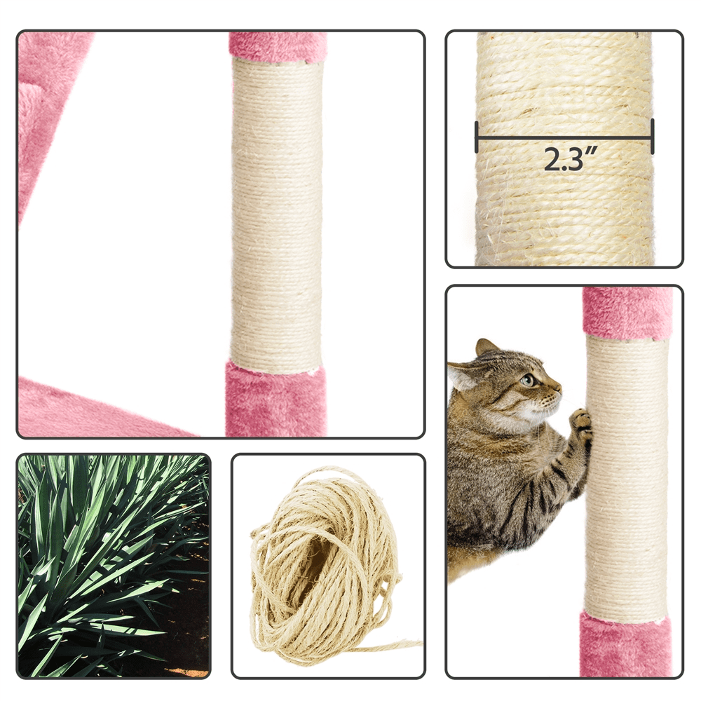 Topeakmart 51'' Multi-level Cat Tree Condo Towers With Scratching Post， Pink