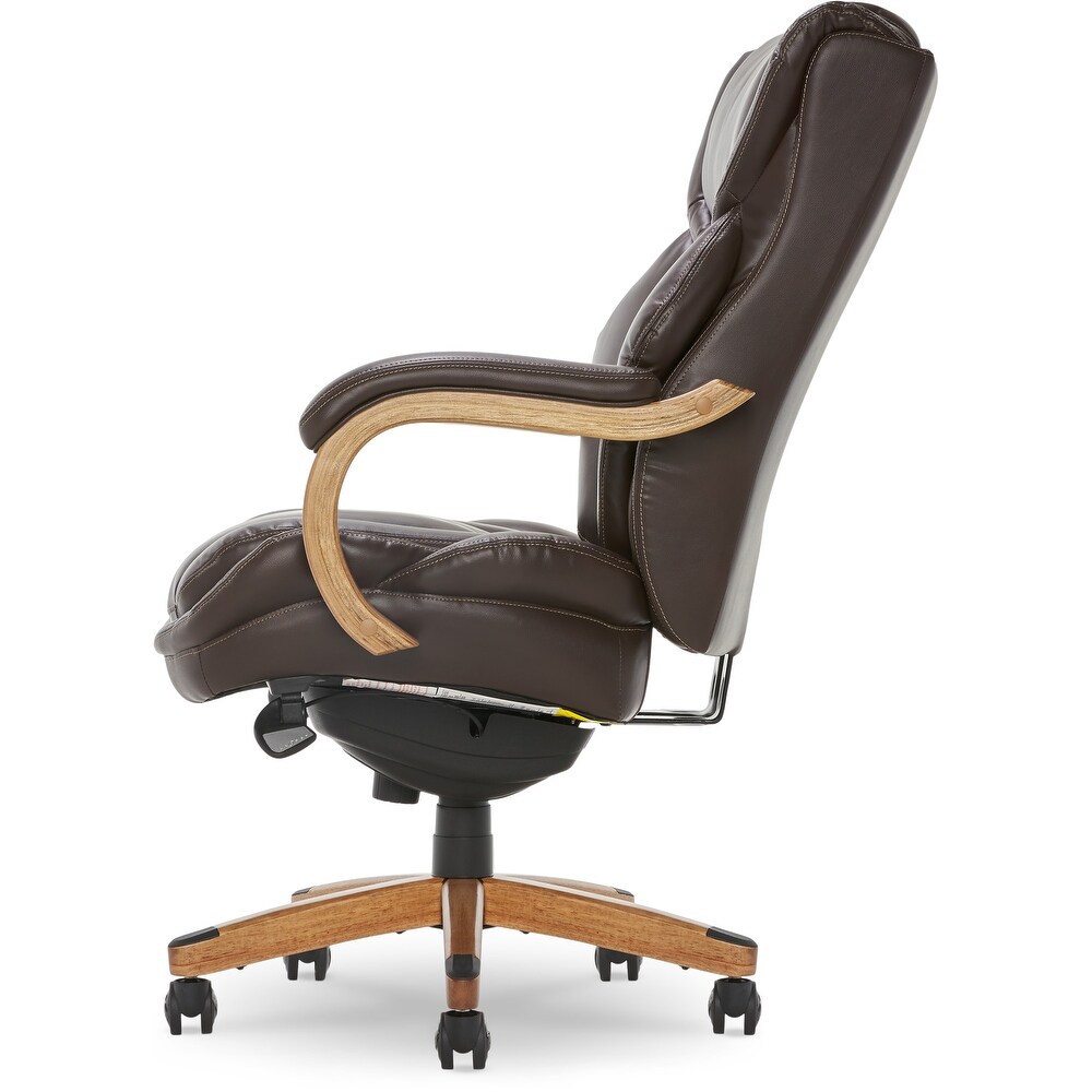 La Z Boy Harnett Big and Tall Executive Office Chair with Comfort Core Cushions  Ergonomic High Back Chair with Solid Wood Arms