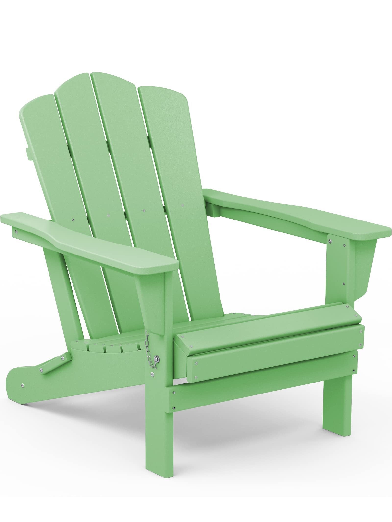 Outdoor Patio Folding Plastic Adirondack Chair for Garden, Light Green