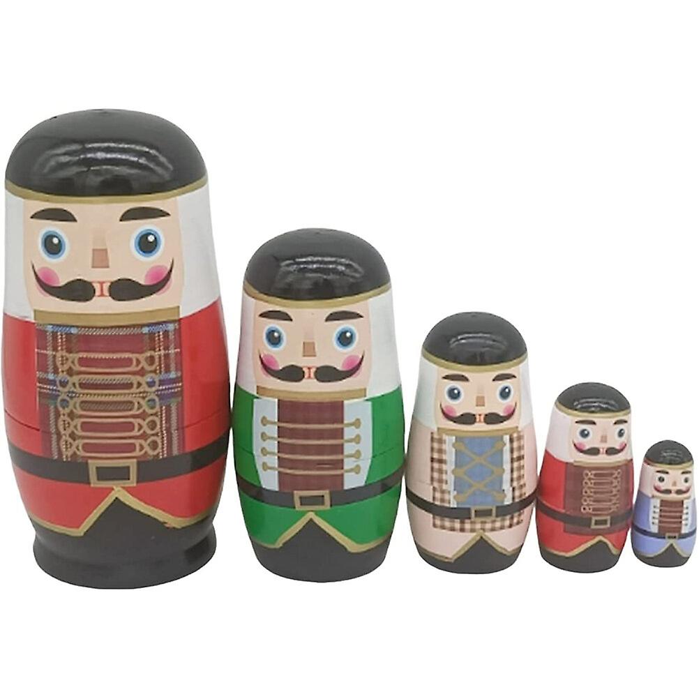 1 Set Nutcracker Russian Nesting Toys Wooden Stacking Dolls Nutcracker Dolls