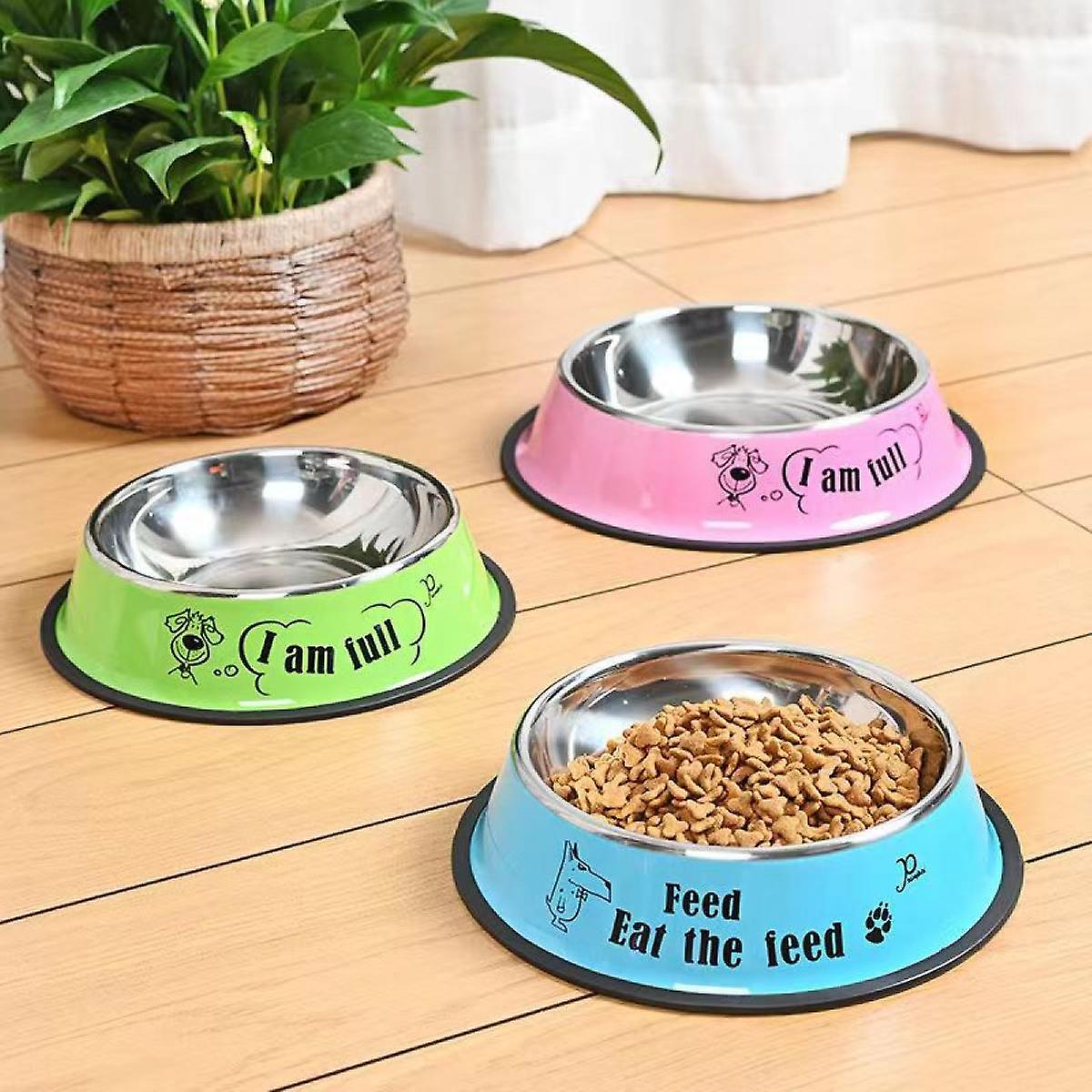 Steel Dog Bowls，cat Bowl Water And Food With Rubber Base For Dogs， Cats， Puppy Rabbit And Kitten 180g Capacity (orange)