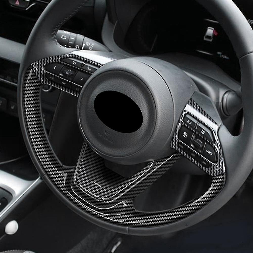 Car Carbon Fiber V-style Steering Wheel Panel Cover Trim Decoration Frame Sticker For Aqua Yaris Si