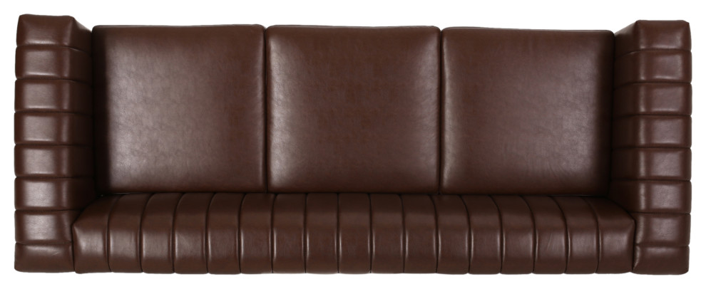 Donley Contemporary Channel Stitch 3 Seater Sofa with Nailhead Trim   Traditional   Sofas   by GDFStudio  Houzz