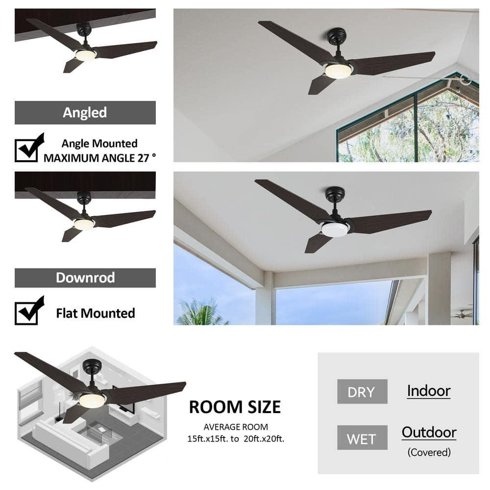 CARRO Brently 56 in Dimmable LED IndoorOutdoor Black Smart Ceiling Fan with Light and Remote Works with AlexaGoogle Home