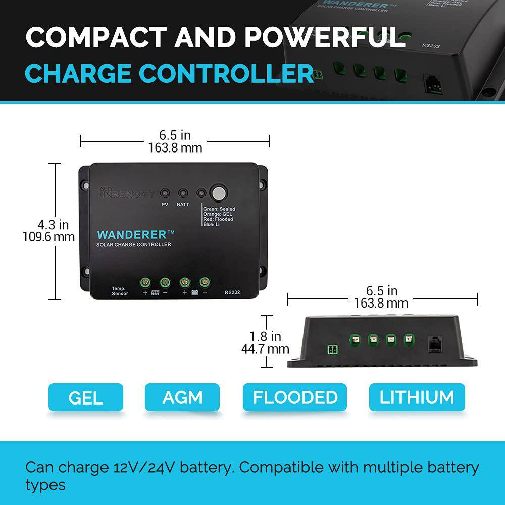 Renogy 400-Watt 12-Volt Monocrystalline Solar Bundle Kit with 30 Amp Negative Ground Charge Controller RNG-KIT-BUNDLE400D-WND30