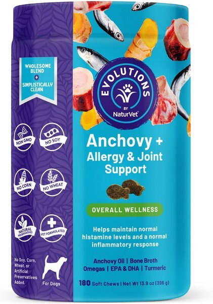 NaturVet Evolutions Anchovy + Allergy Support Soft Chews Dog Supplement