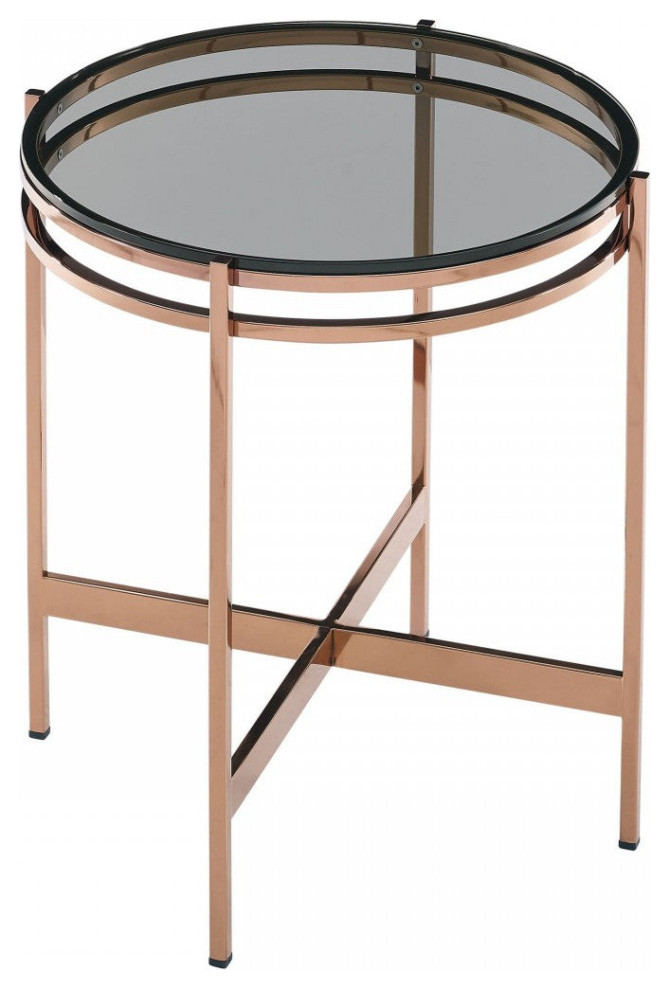 Nikky Modern Smoked Glass and Rosegold Small End Table   Modern   Side Tables And End Tables   by Virgil Stanis Design  Houzz