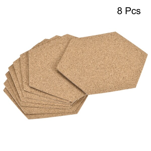 100x85x1mm Hexagon Coasters Cork Cup Mat Pad Adhesive Backed 8pcs - Wood