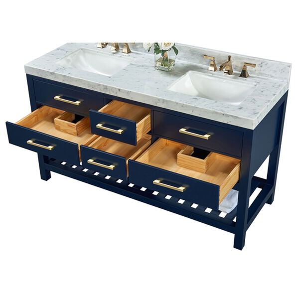 Elizabeth Heritage Blue White 60-Inch Vanity Console with Mirror