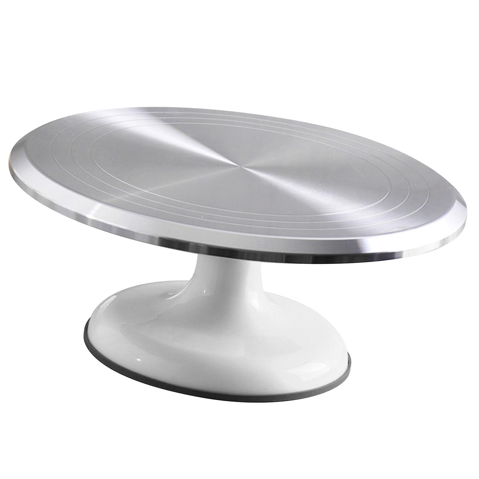 10 Inch Revolving Cake Decorating Stand Professional Aluminum Alloy Cake Turntable for Home Cake Decorating Supplies White