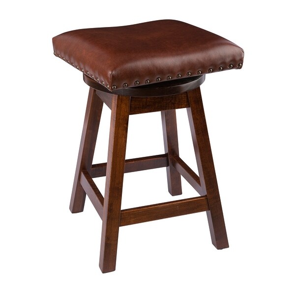 Swivel Urban Bar Stool in Maple Wood with Leather Seat