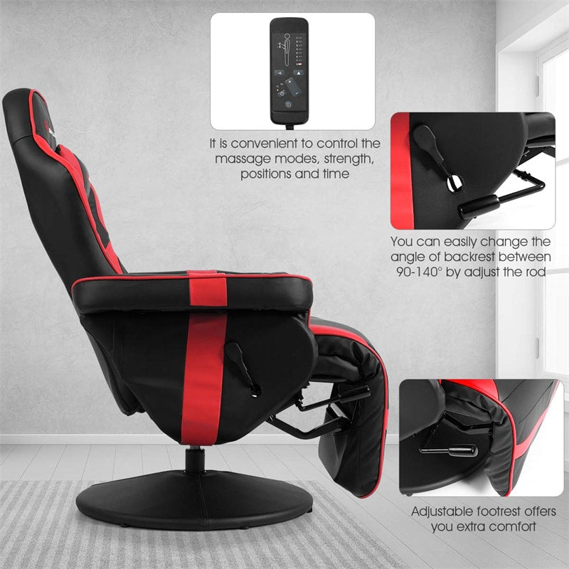 Ergonomic High Back Massage Gaming Chair Racing Style Gaming Recliner with Adjustable Backrest Footrest