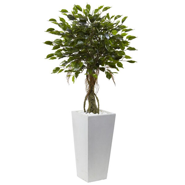 Nearly Natural 52inch Ficus Tree with White Planter