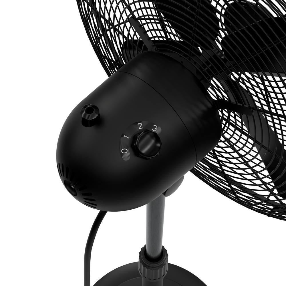 Hunter Classic 16 in. 3-speed Pedestal Fan in Matte Black with Non-slip Base and Easy-Carry Handle 97316