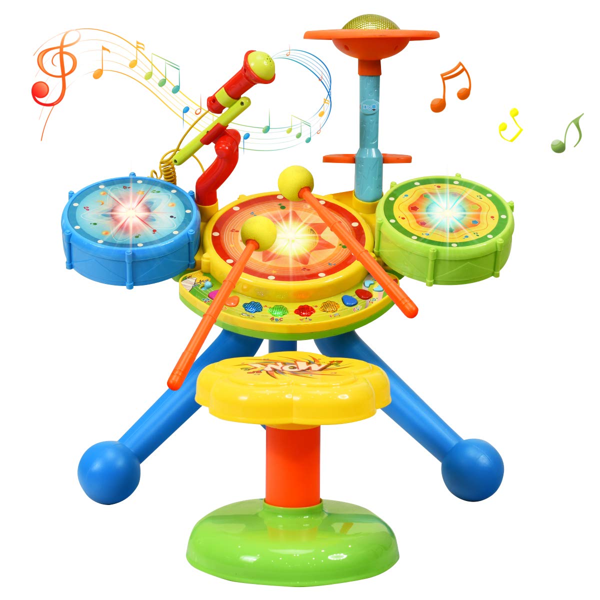 2-in-1 Kids Electronic Musical Toy Drum Set