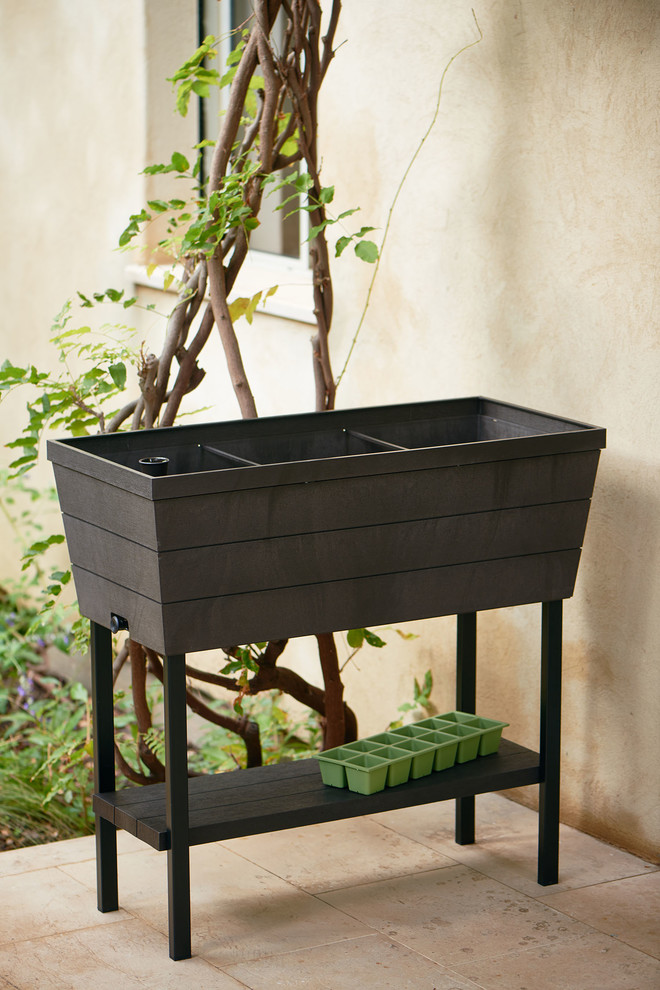 Keter Urban Bloomer 12.7 Gallon Resin Elevated Raised Patio Garden Bed  Gray   Transitional   Outdoor Pots And Planters   by keter  Houzz