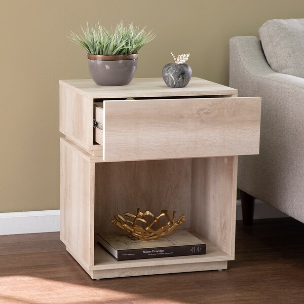 SEI Furniture Madelia Transitional Whitewash Wood Side Table