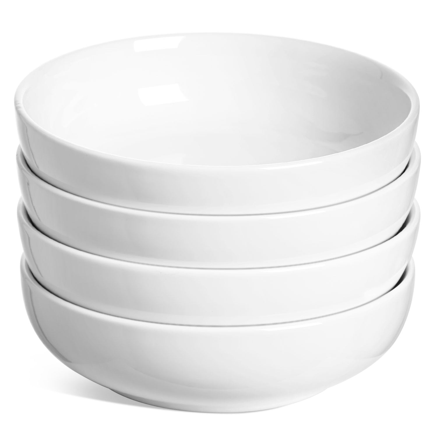 LE TAUCI Large Salad Bowls， 45 Ounce Pasta Bowls and Serving Bowls， Soup Bowl， 8.5 Inch Ceramic Pasta Plates， Set of 4， White