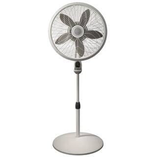 Lasko Elegance and Performance Adjustable-Height 18 in. 3 Speed White Oscillating Pedestal Fan with Timer and Remote Control 1850