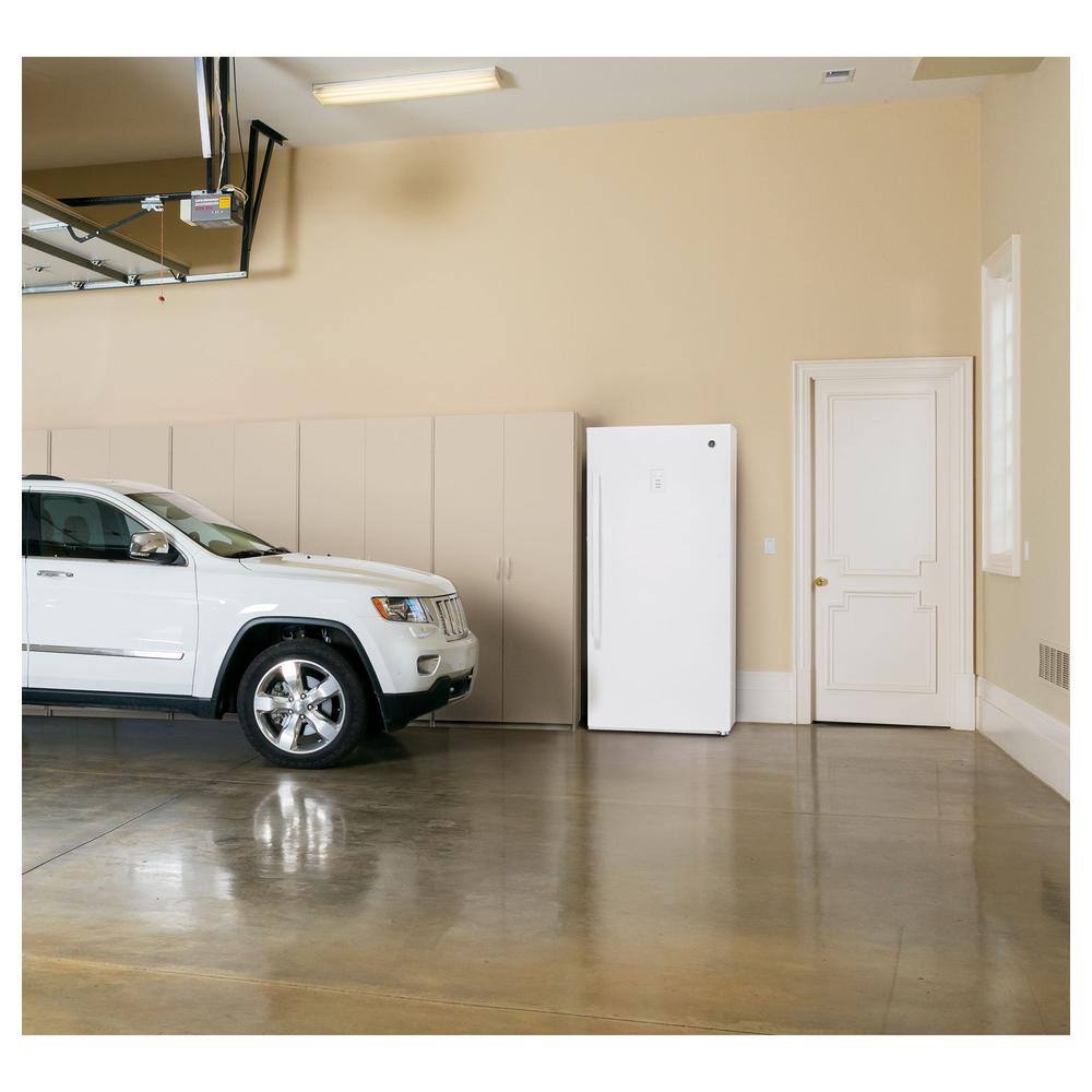 GE Garage Ready 14.1 cu. ft. Frost Free Defrost Upright Freezer in White FUF14SMRWW