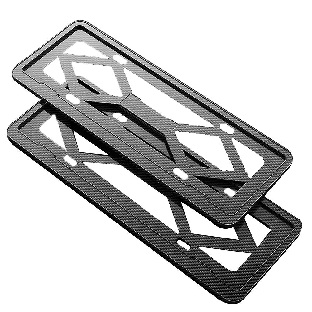 2 Pieces Carbon Fiber Car License Plate Universal New Energy Vehicle Abs Plastic License Plate Frame For Car Truck Suv Commercial Vehicle Off-road Veh