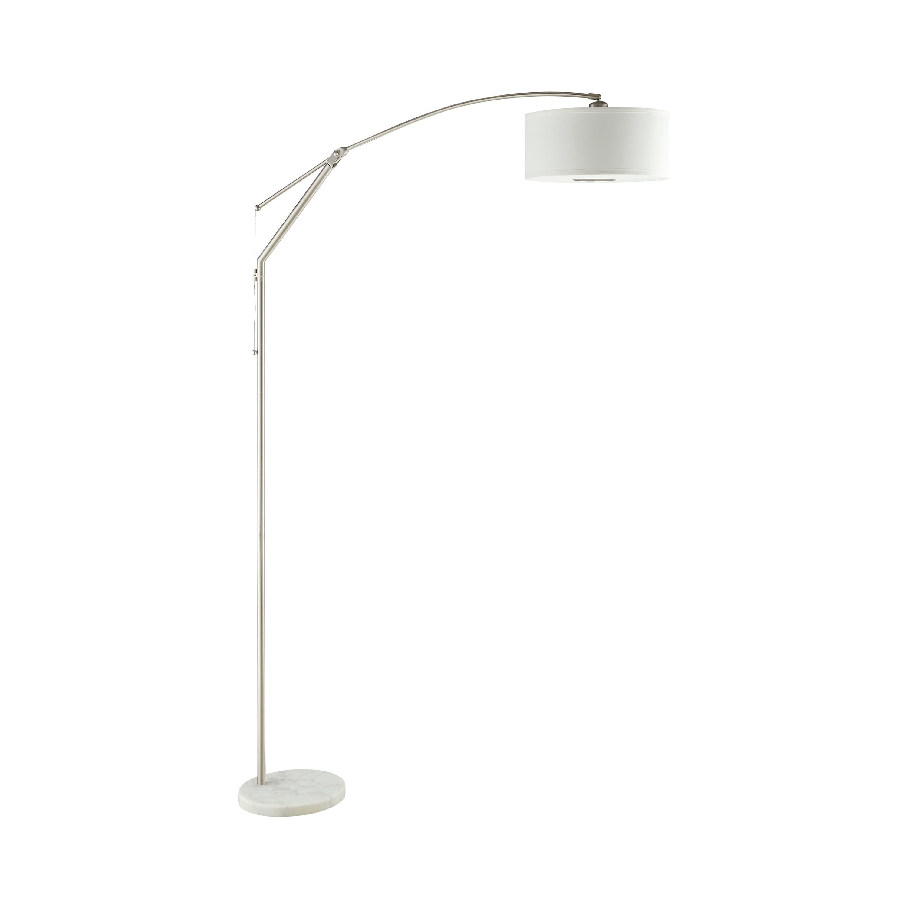 Adjustable Arched Arm Floor Lamp Chrome and White