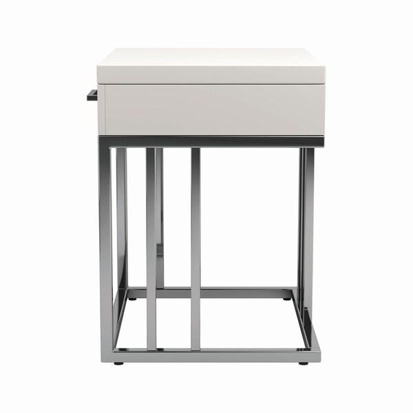 Coaster Furniture Dalya Glossy White and Chrome 1-drawer Rectangular End Table