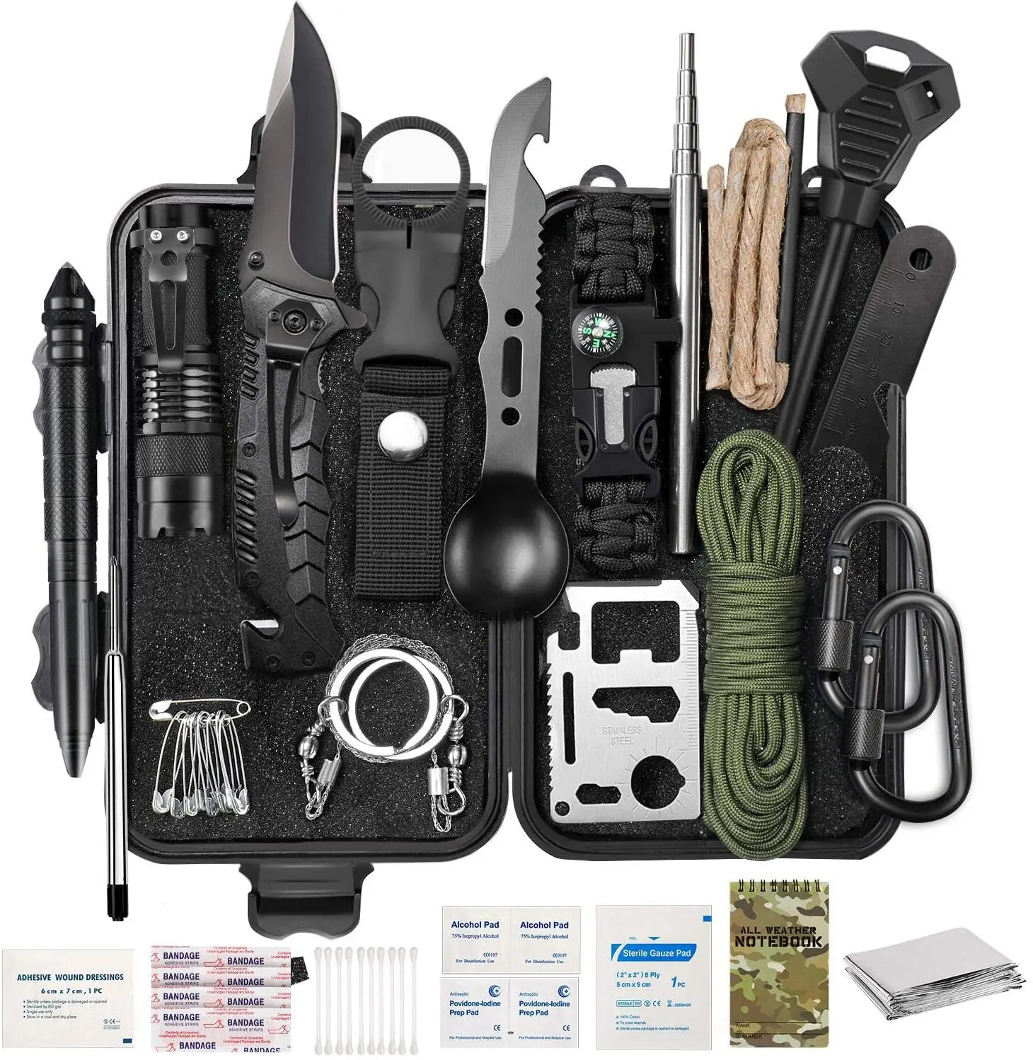 Survival Gear Kit  Emergency EDC Survival Tools 69 in 1 SOS Earthquake Aid Equipment Fishing Hunting Camping Hiking