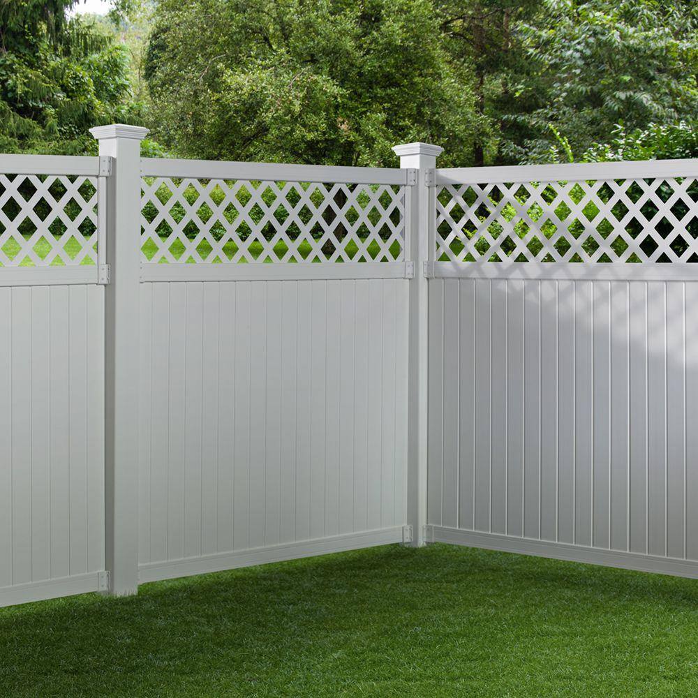 Veranda Lewiston 6 ft. H x 6 ft. W White Vinyl Lattice Top Fence Panel 128011